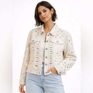 Cream Beaded Jacket with Silver Accents